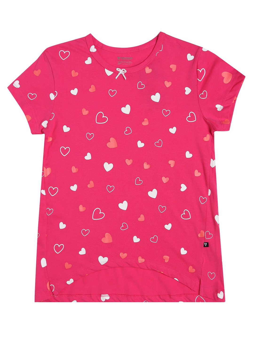 

PROTEENS Girls Fuchsia Printed Round Neck T-shirt