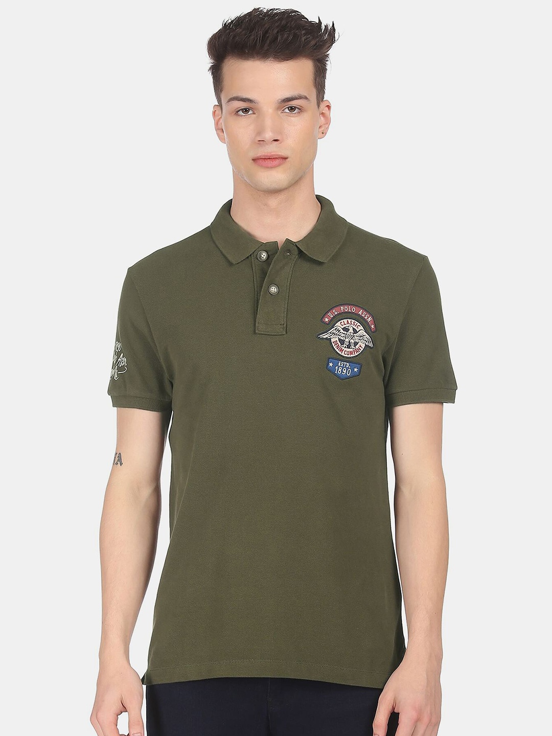 

U.S. Polo Assn. Denim Co. Men Green Applique T-shirt