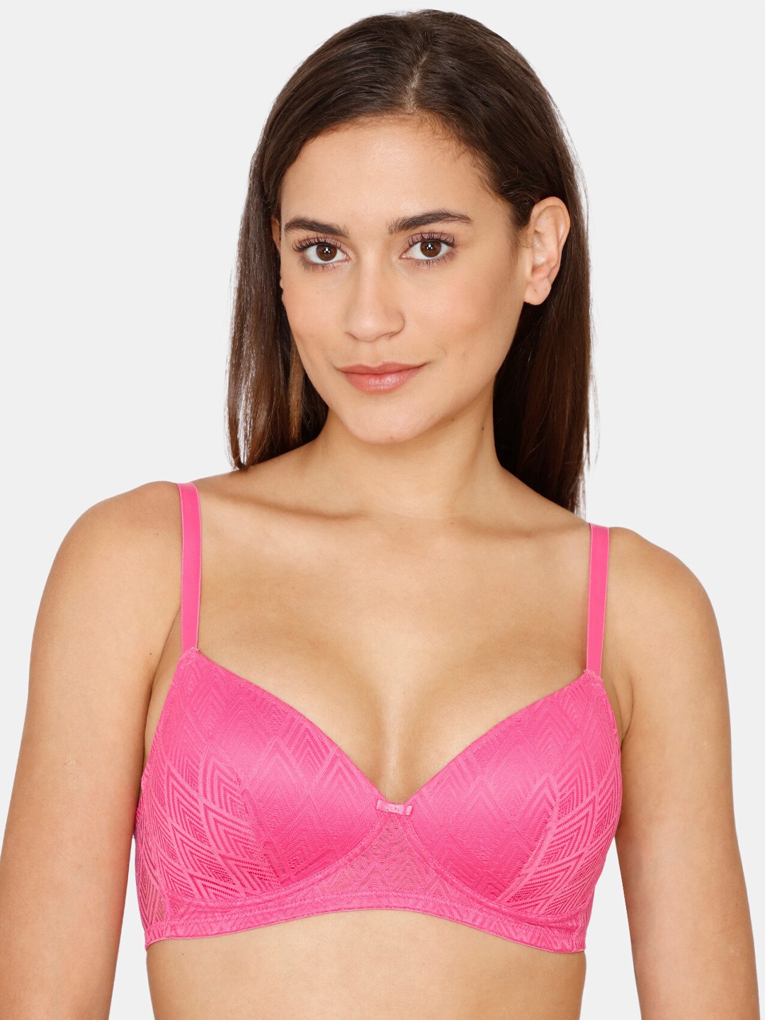 

Rosaline by Zivame Pink Self Design Lightly Padded Bra