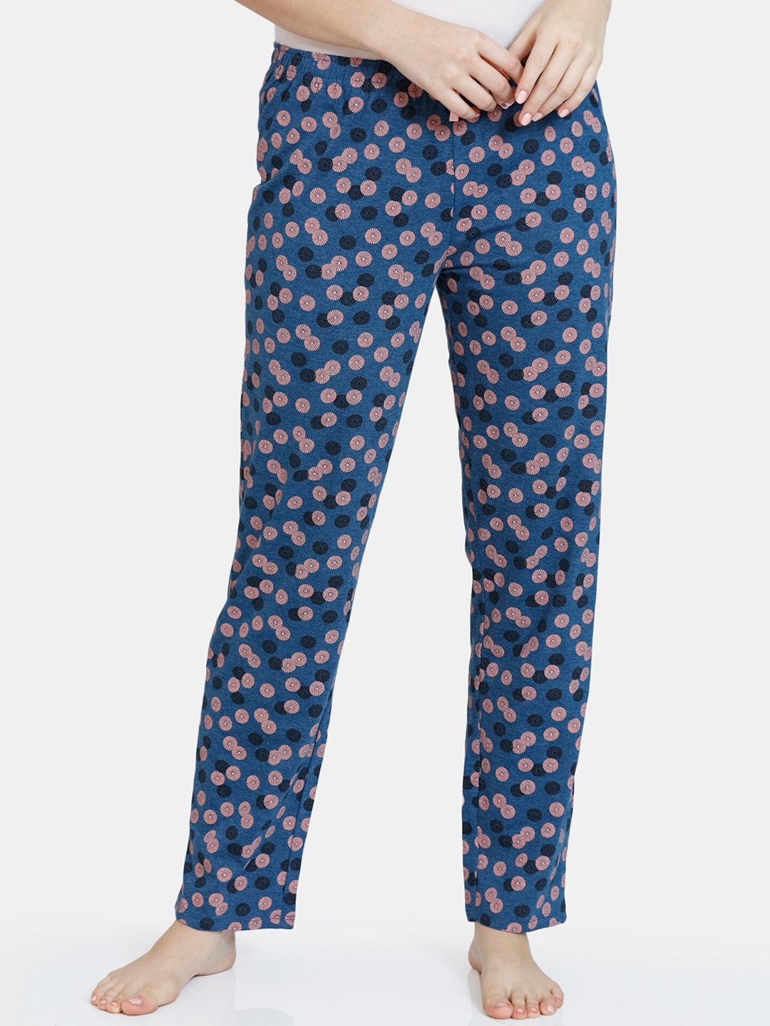 

Rosaline by Zivame Women Blue Printed Lounge Pant