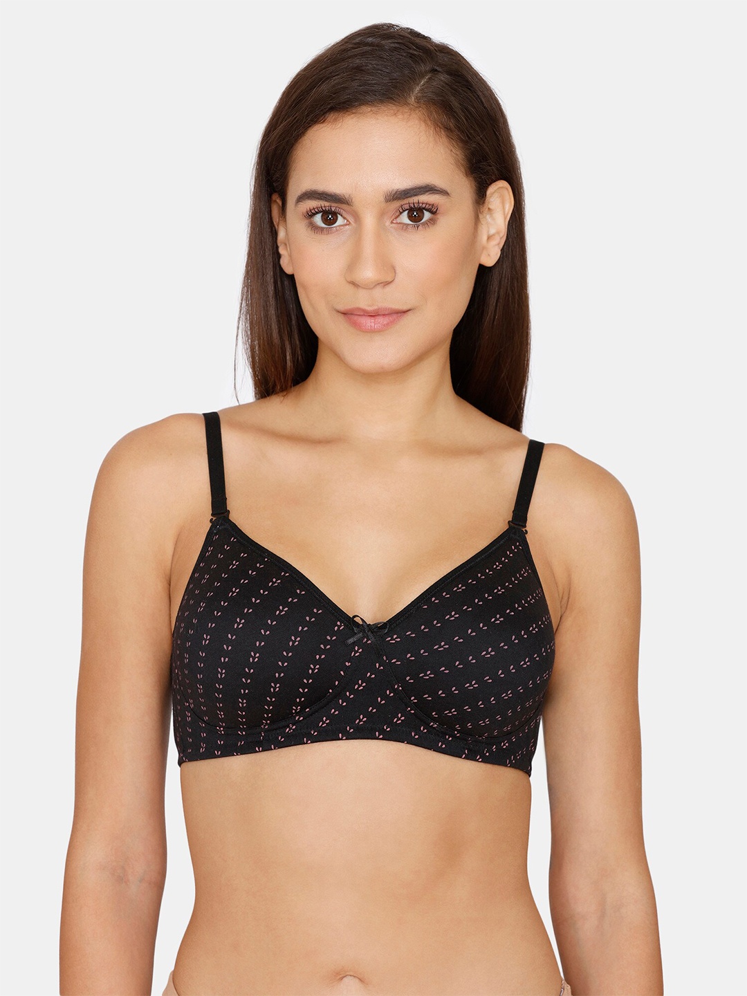 

Rosaline by Zivame Black Abstract Printed Non-padded Bra