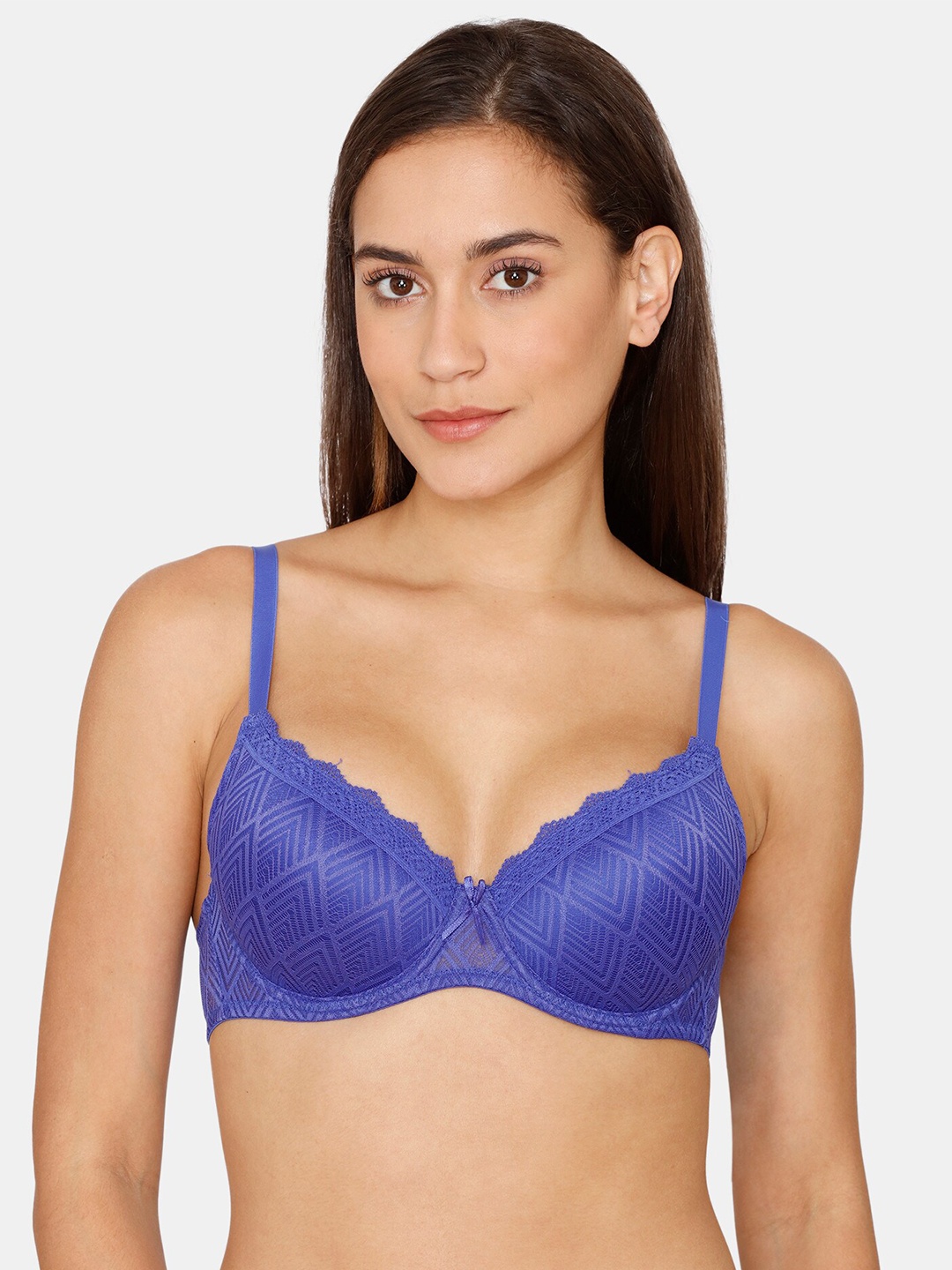 

Rosaline by Zivame Blue Geometric Bra Lightly Padded