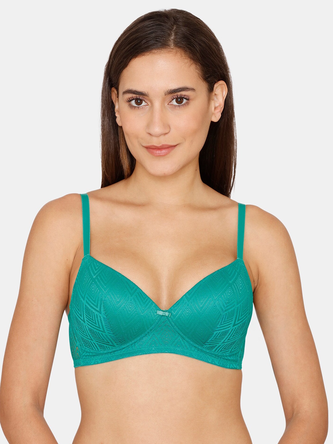 

Rosaline by Zivame Green Geometric Bra Lightly Padded