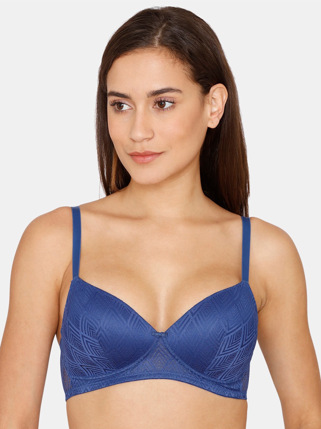 

Rosaline by Zivame Blue Non Wired Lightly Padded Half Coverage Bra