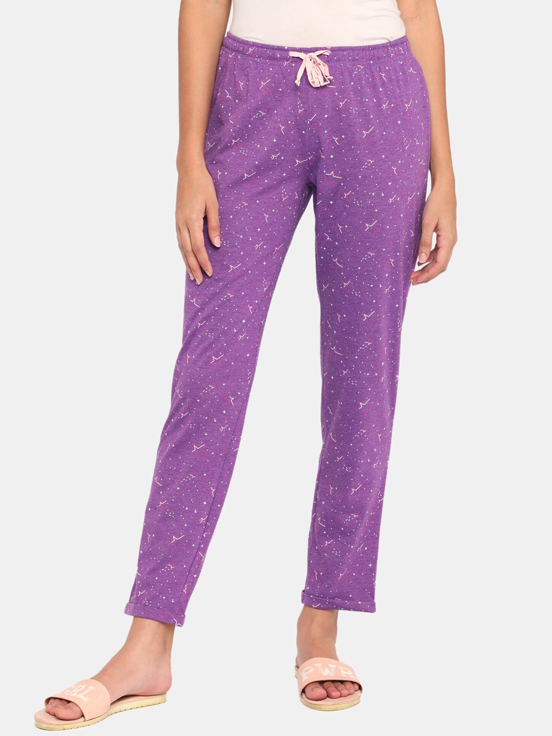 

Rosaline by Zivame Women Purple Printed Cotton Lounge Pant