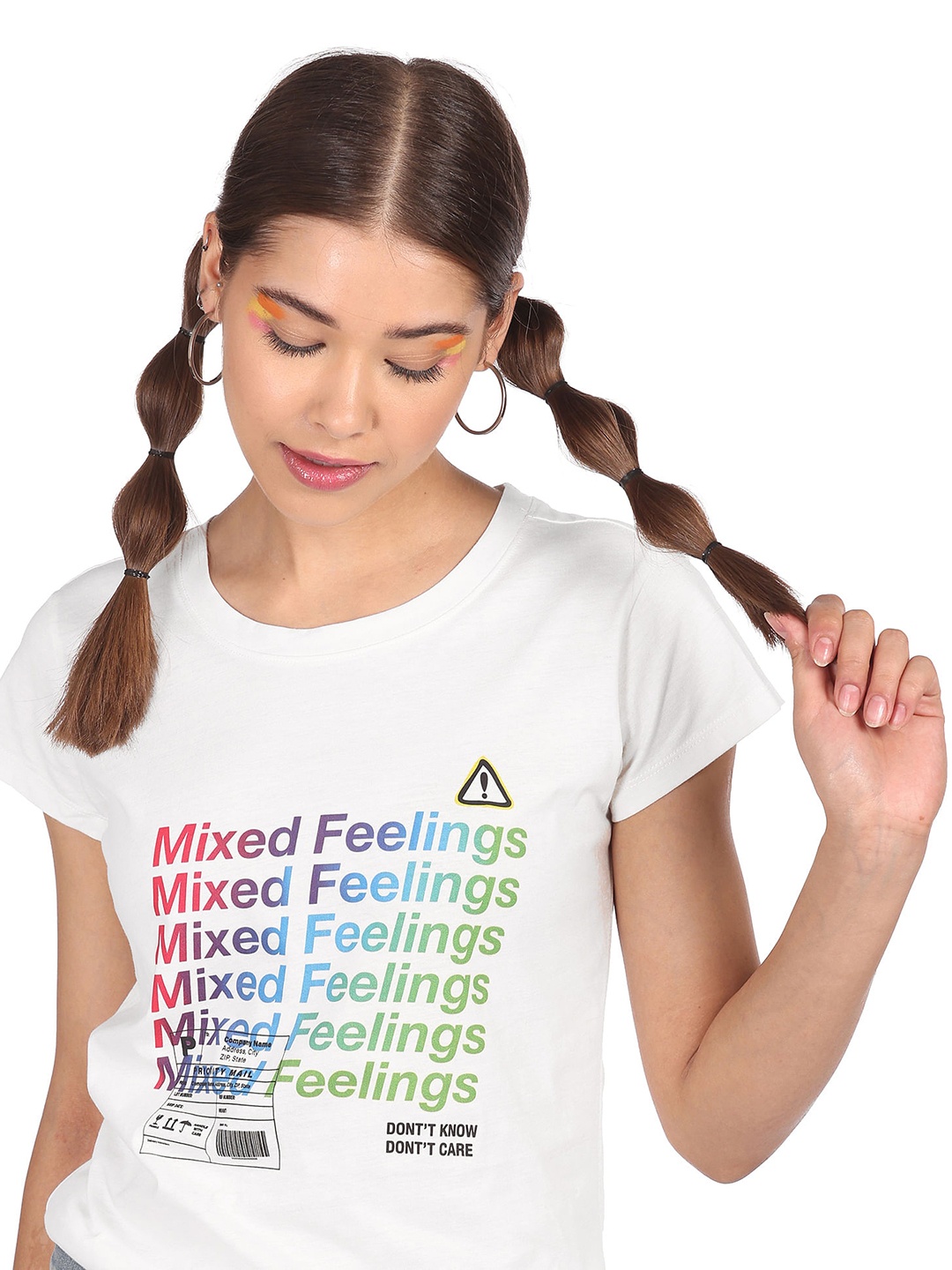 

Sugr Women White Printed T-shirt