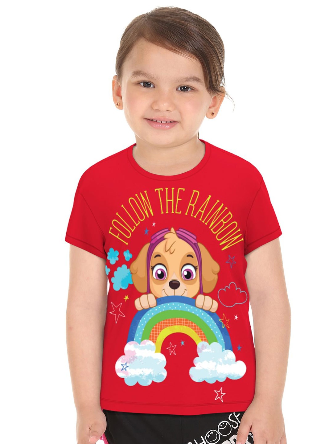 

Donuts Girls Red Paw Patrol Printed Cotton T-shirt