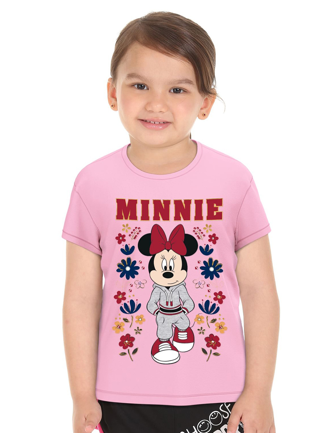 

Donuts Girls Pink Minnie Mouse Printed T-shirt