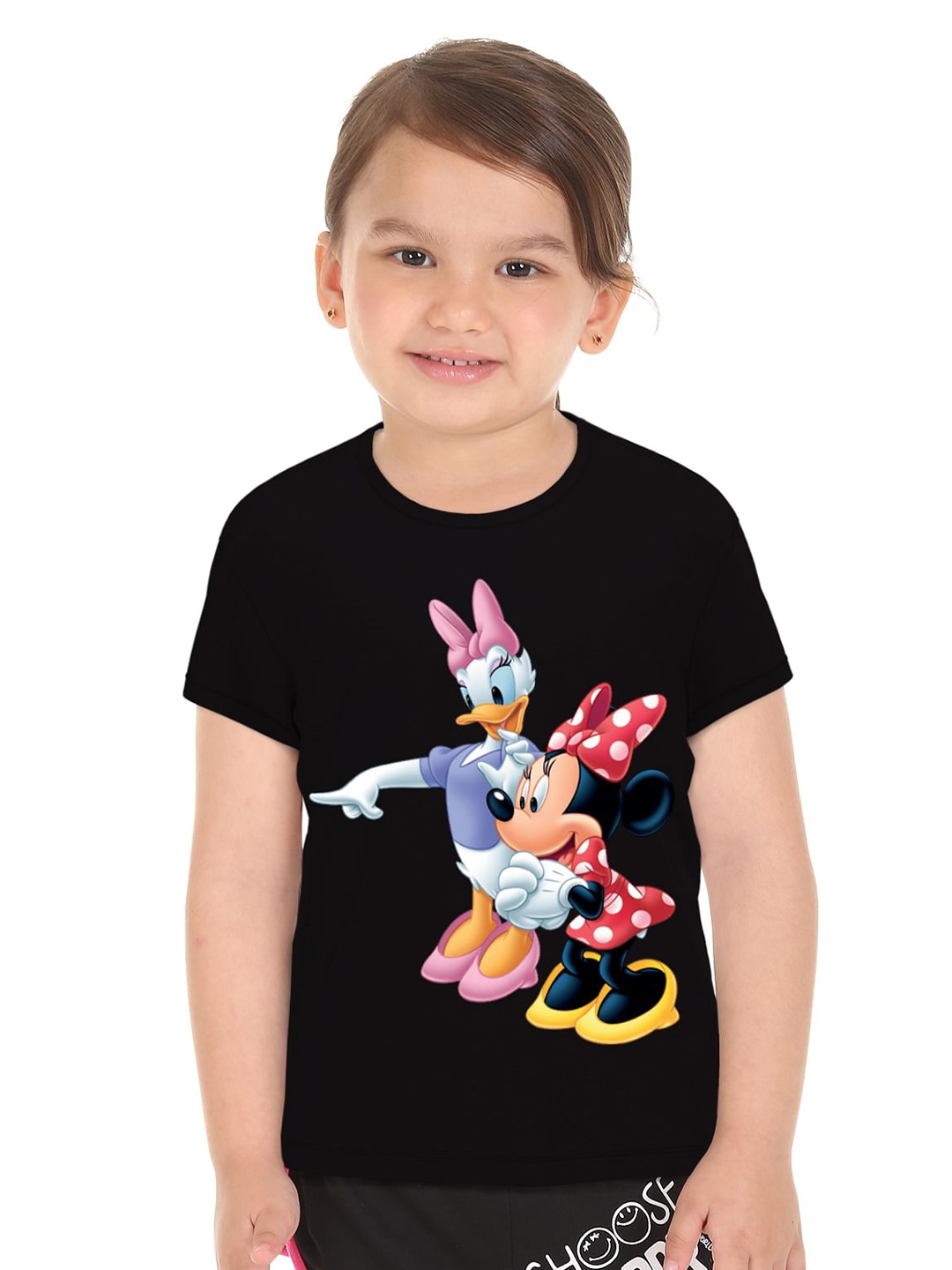 

Donuts Girls Black & Red Minnie Mouse Printed T-shirt
