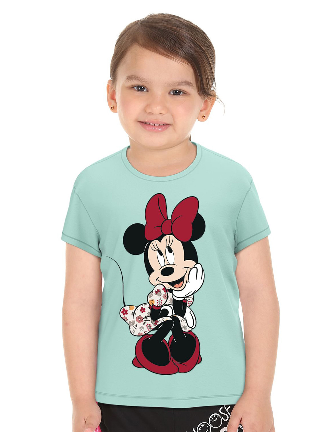 

Donuts Girls Blue Minnie Mouse Printed Cotton T-shirt