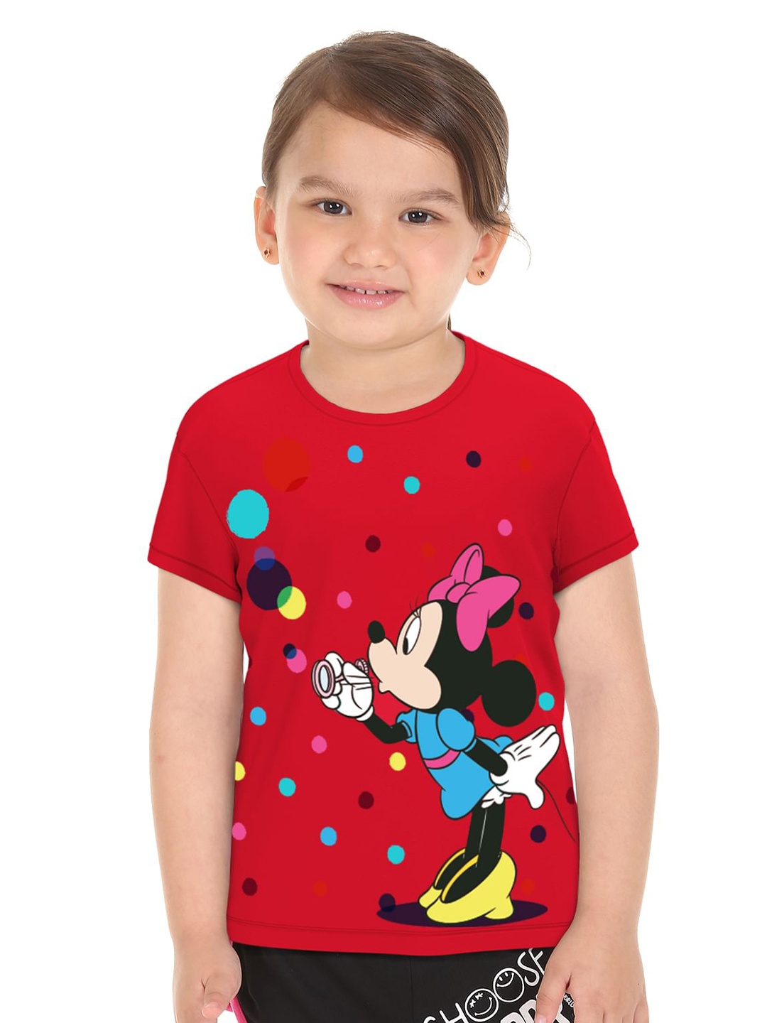 

Donuts Girls Red Minnie Mouse Printed Cotton T-Shirt