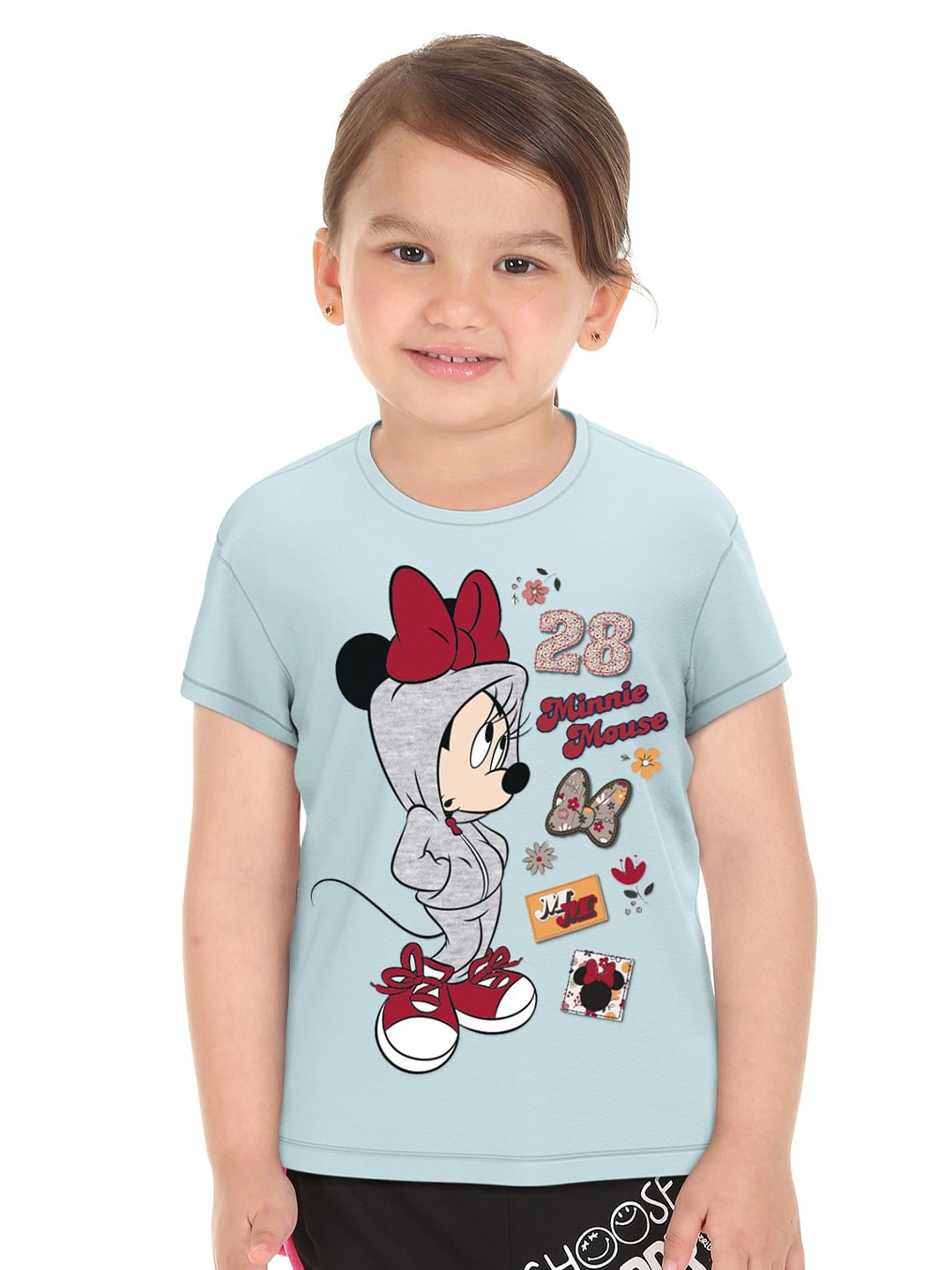 

Donuts Girls Blue Minnie Mouse Printed T-shirt