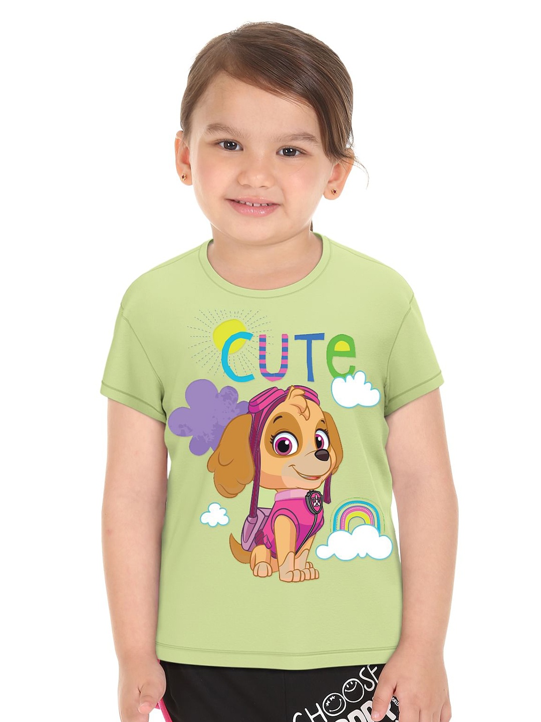 

Donuts Girls Green & Brown Paw Patrol Printed T-shirt