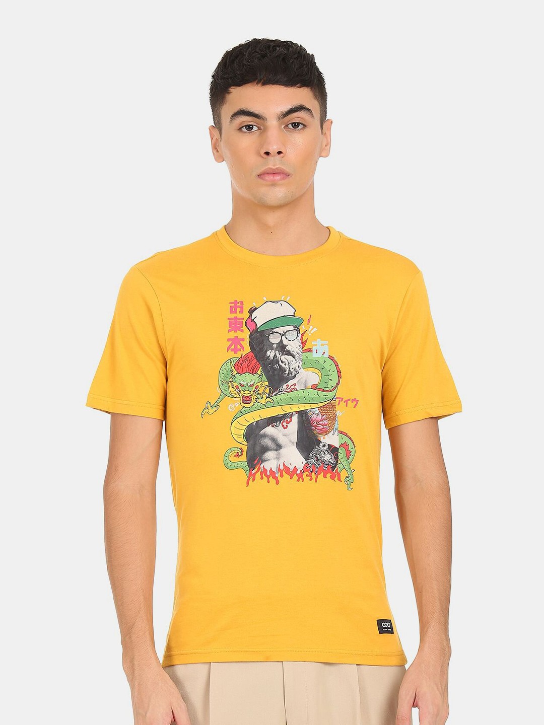 

Colt Men Yellow Printed Cotton T-shirt