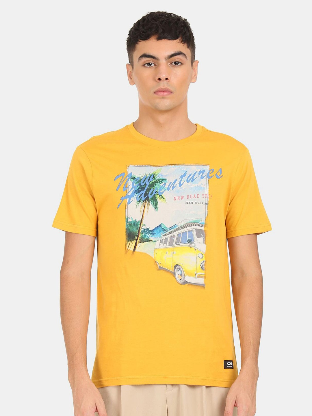 

Colt Men Yellow Graphic Printed Cotton T-shirt