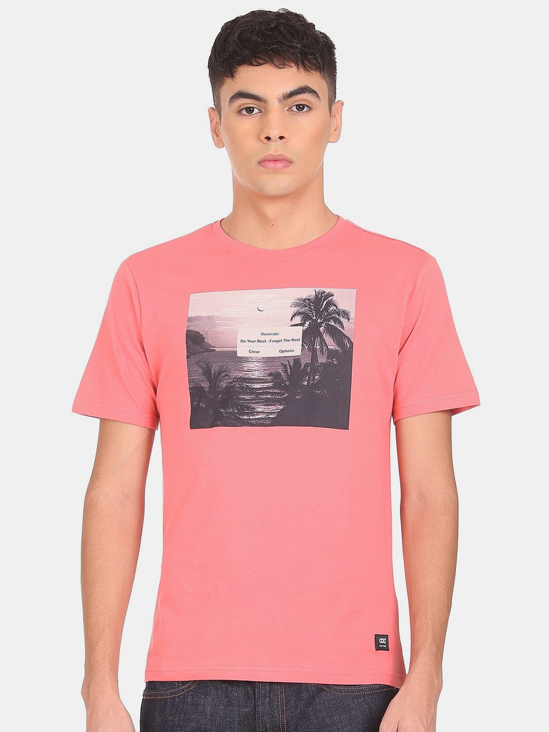 

Colt Men Pink Printed Pure Cotton T-shirt