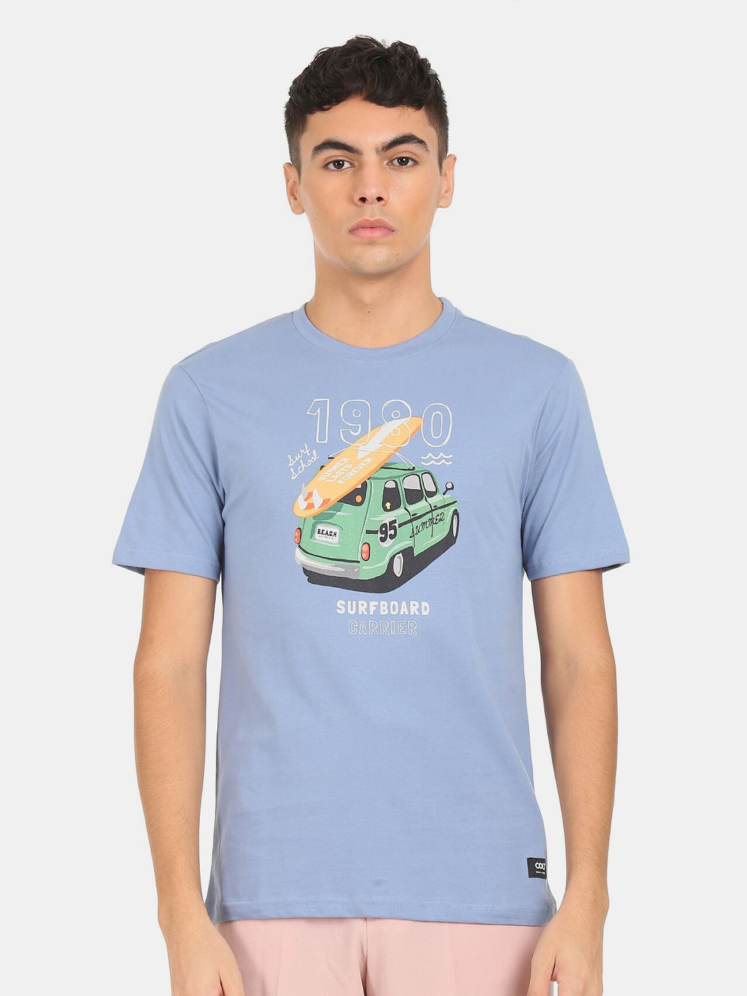 

Colt Men Blue & Green Typography Printed Pure Cotton T-shirt