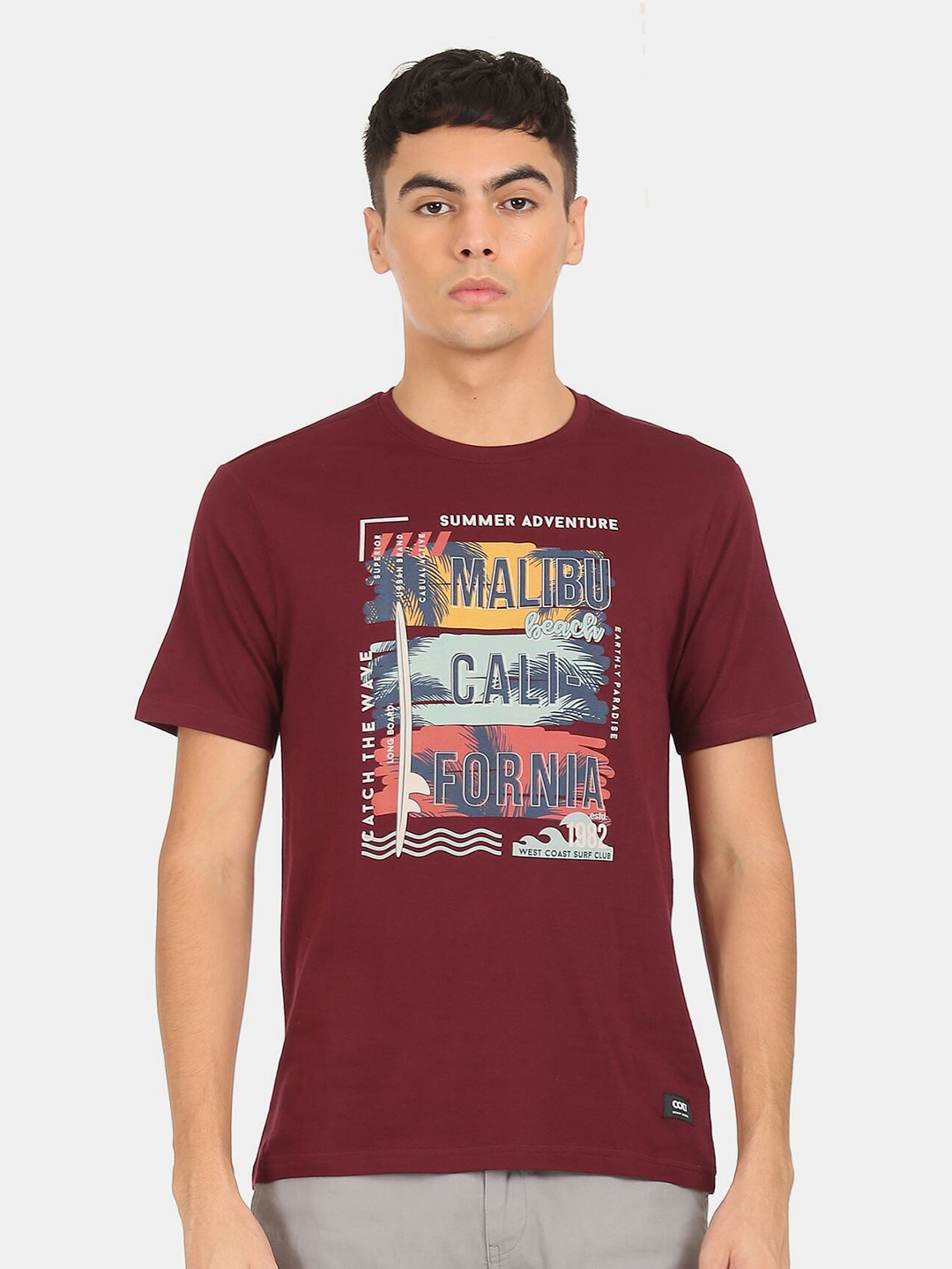 

Colt Men Maroon Printed Cotton T-shirt
