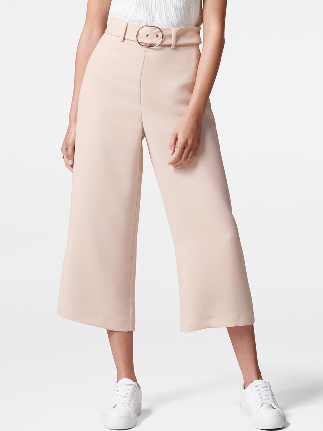 

Forever New Women Pink Straight Fit High-Rise Trousers