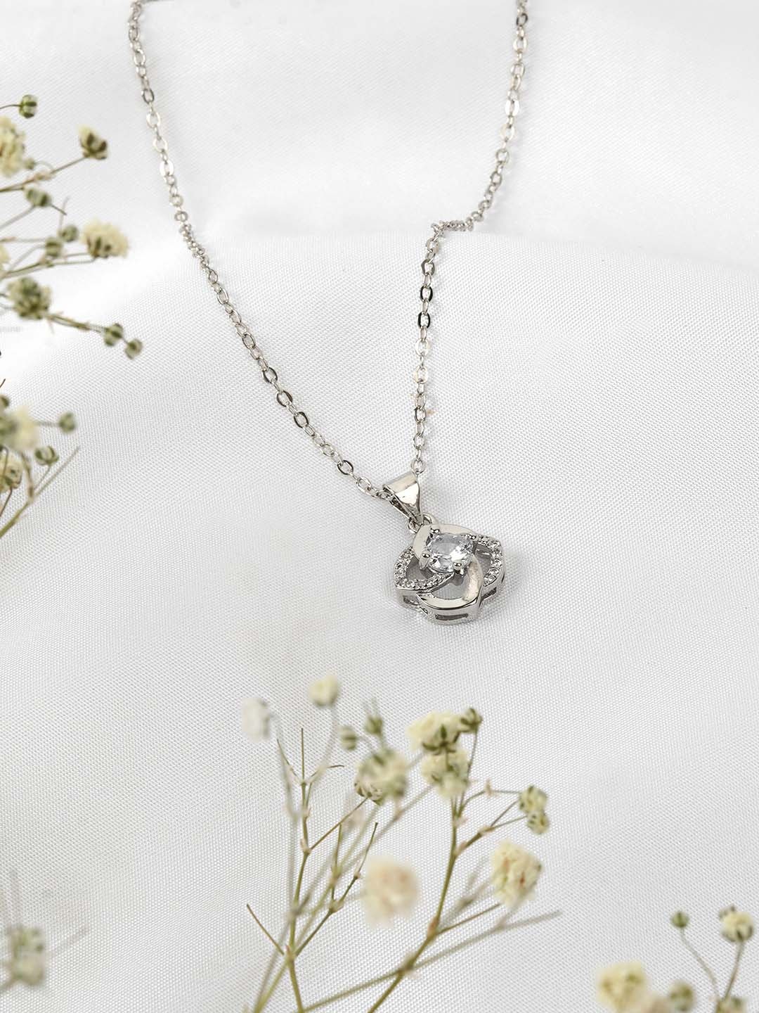 

JOKER & WITCH Rhinestone Pendant With Chain, Silver
