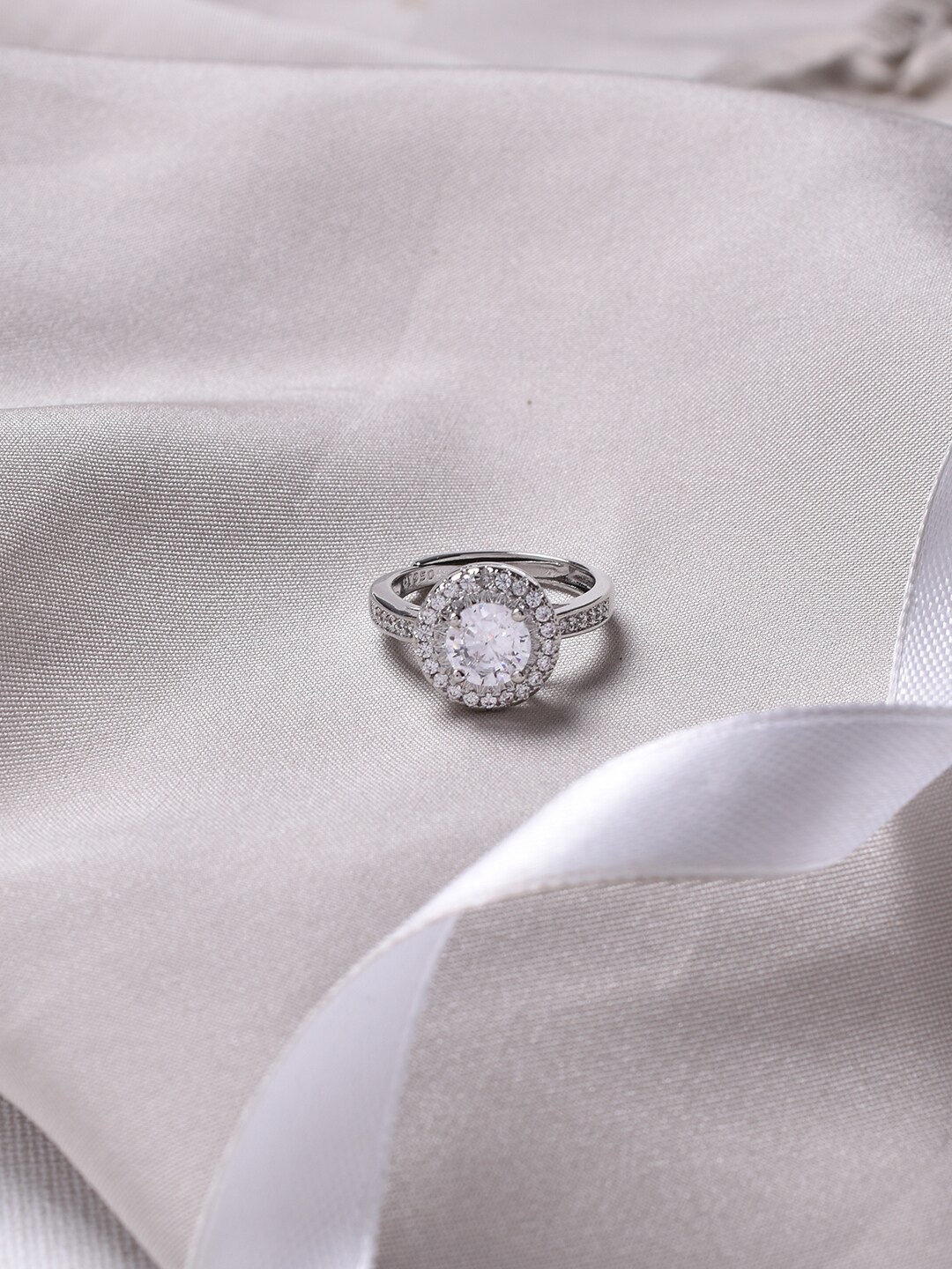 

JOKER & WITCH Silver-Toned & Rhinestone Studded Finger Ring