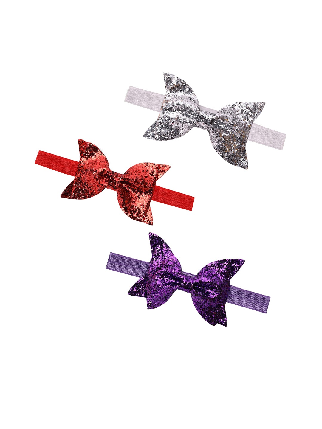 

Babymoon Set Of 3 Multicoloured Glittering Bow Headbands, Multi