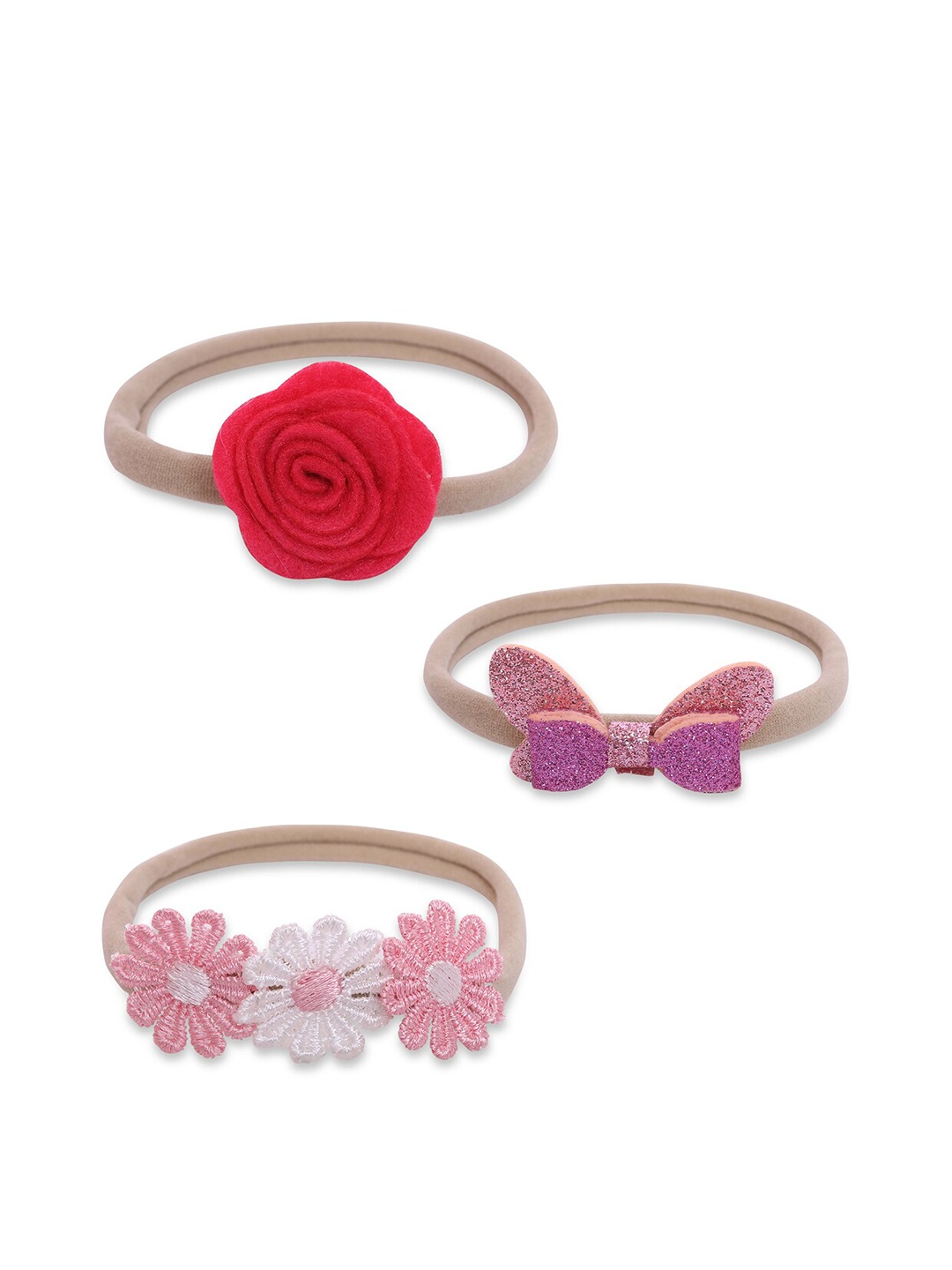 

Babymoon Set Of 3 Headbands, Pink