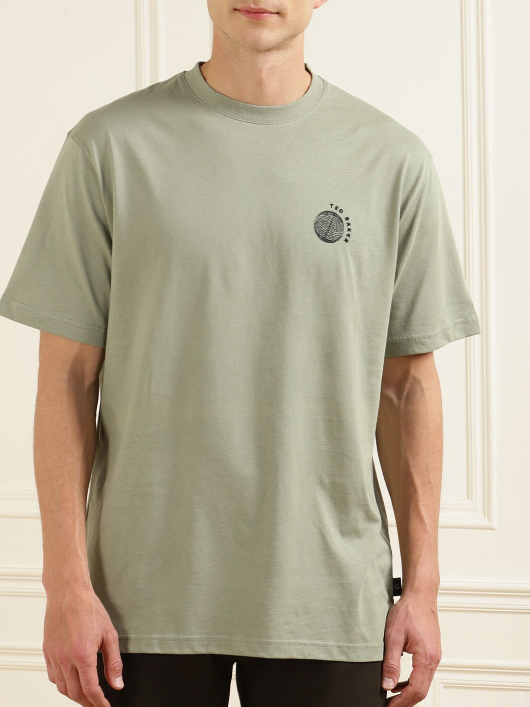 

Ted Baker Men Green Loose Pure Cotton T-shirt