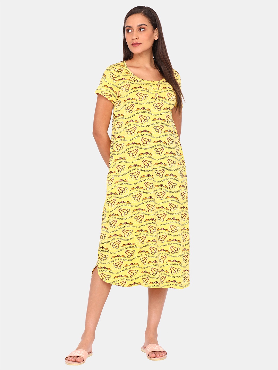 

Zivame Yellow Printed Nightdress