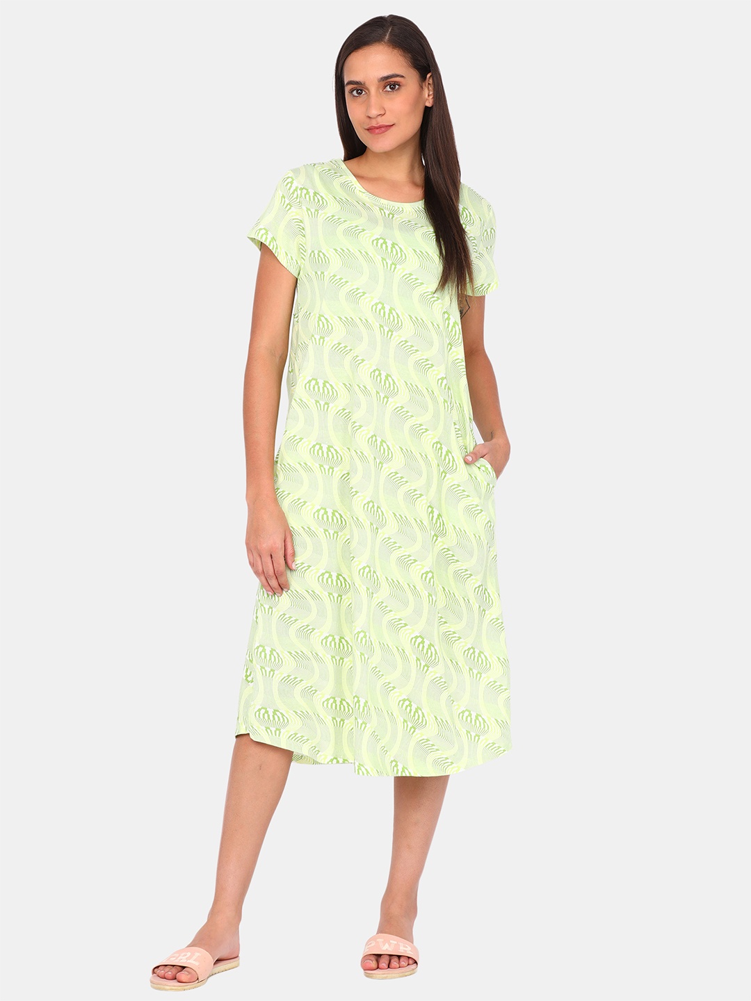 

Zivame Yellow Printed Nightdress