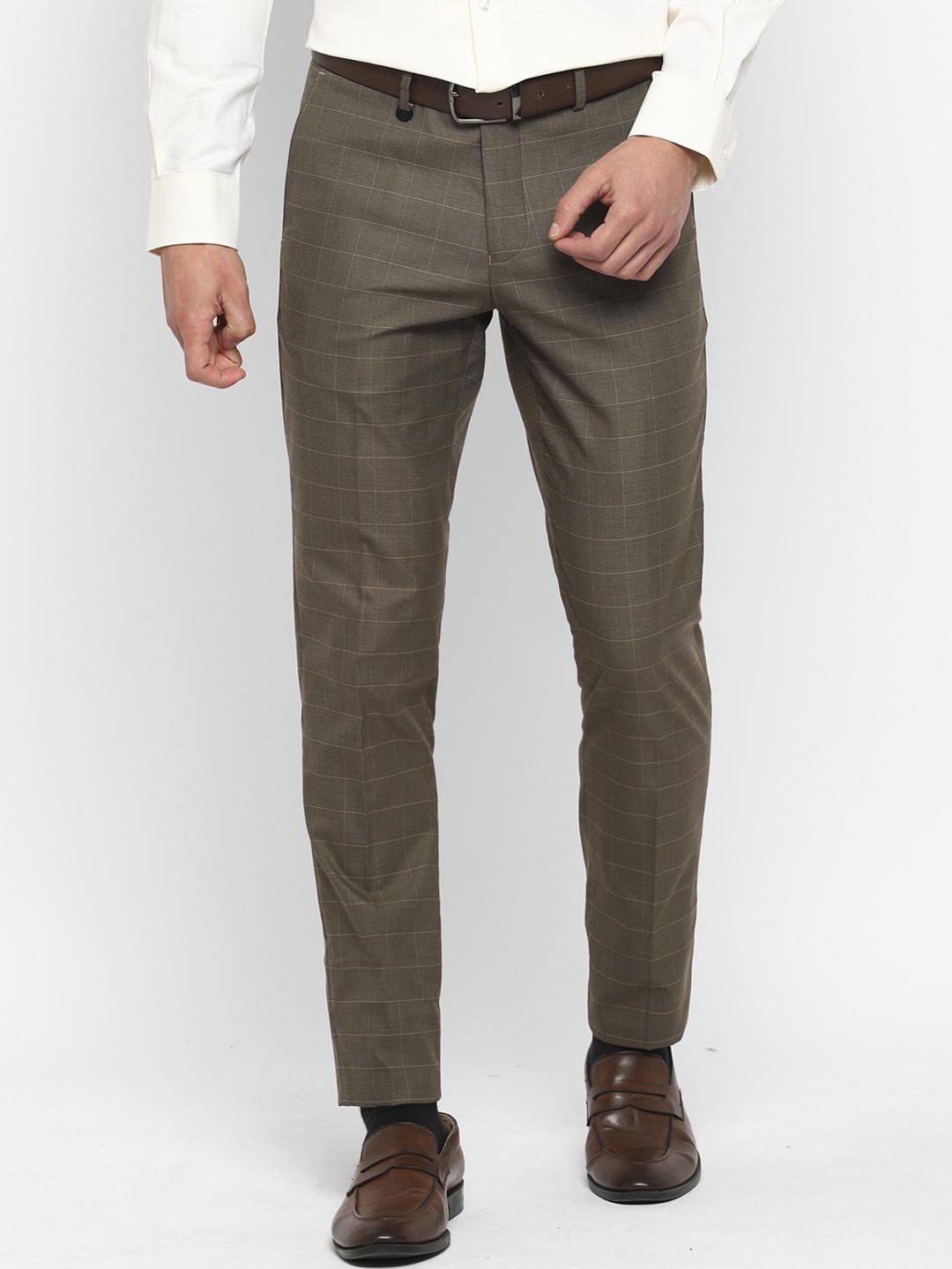 

Turtle Men Brown Checked Ultra Slim Fit Trousers