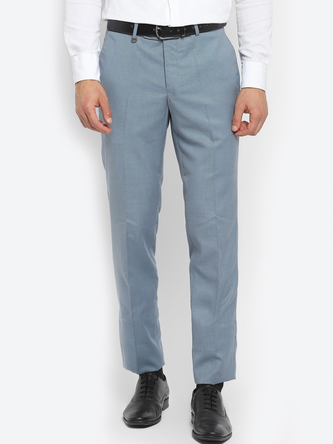 

Turtle Men Blue Textured Slim Fit Cotton Trousers