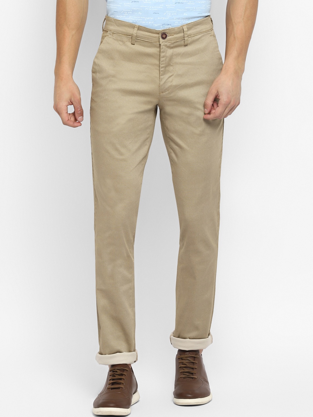 

Turtle Men Beige Ultra Slim Fit Trousers