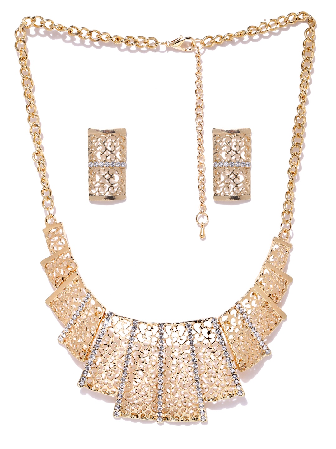 

Shining Diva Fashion Gold-Toned Stone-Studded Jewellery Set
