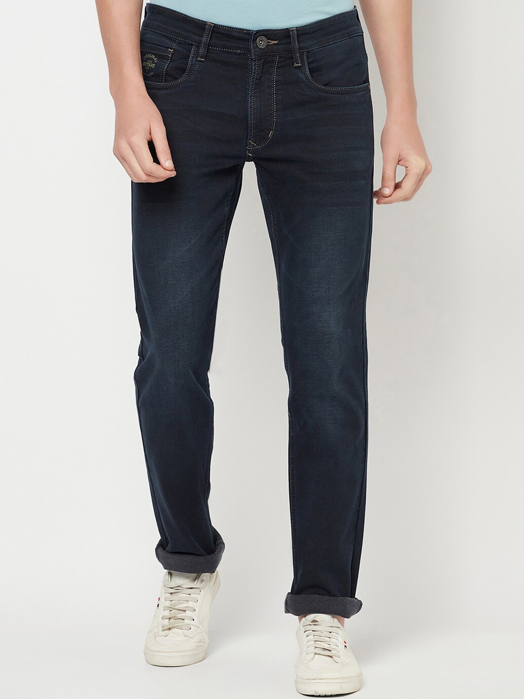 

Octave Men Navy Blue Slash Knee Stretchable Jeans