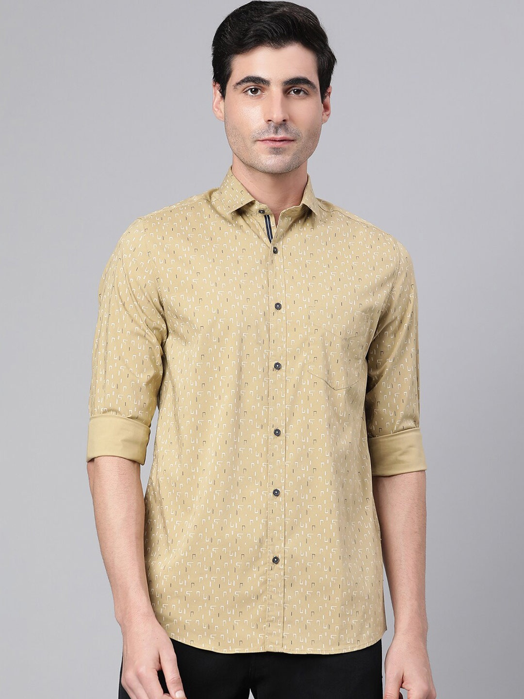 

Richlook Men Khaki Slim Fit Printed Casual Shirt