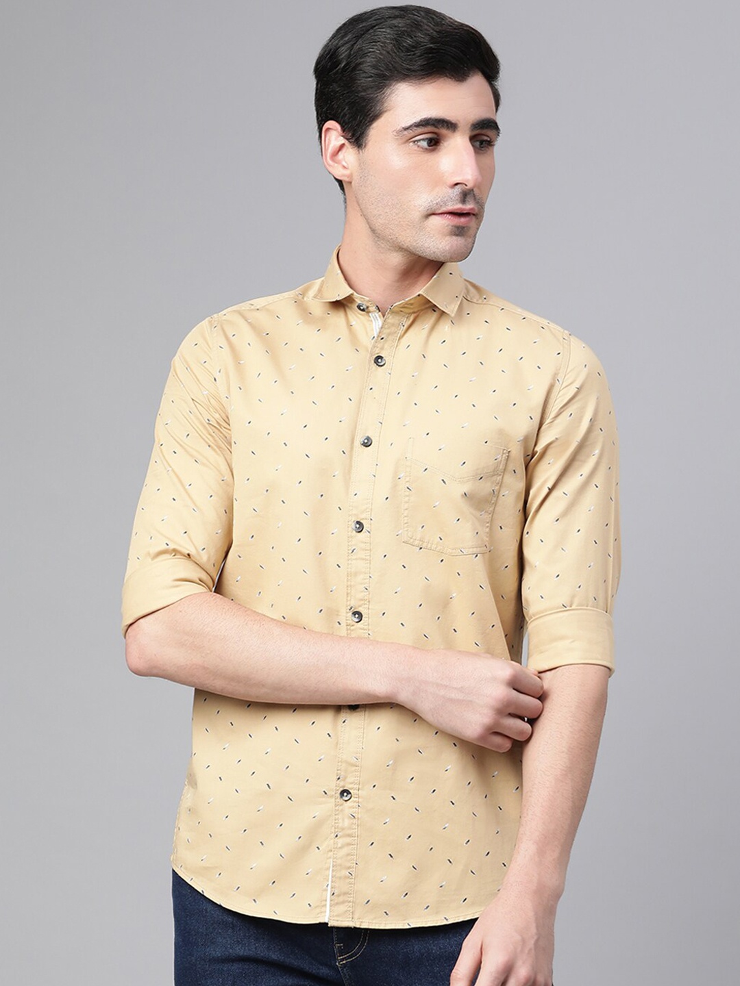 

Richlook Men Khaki Slim Fit Printed Casual Shirt