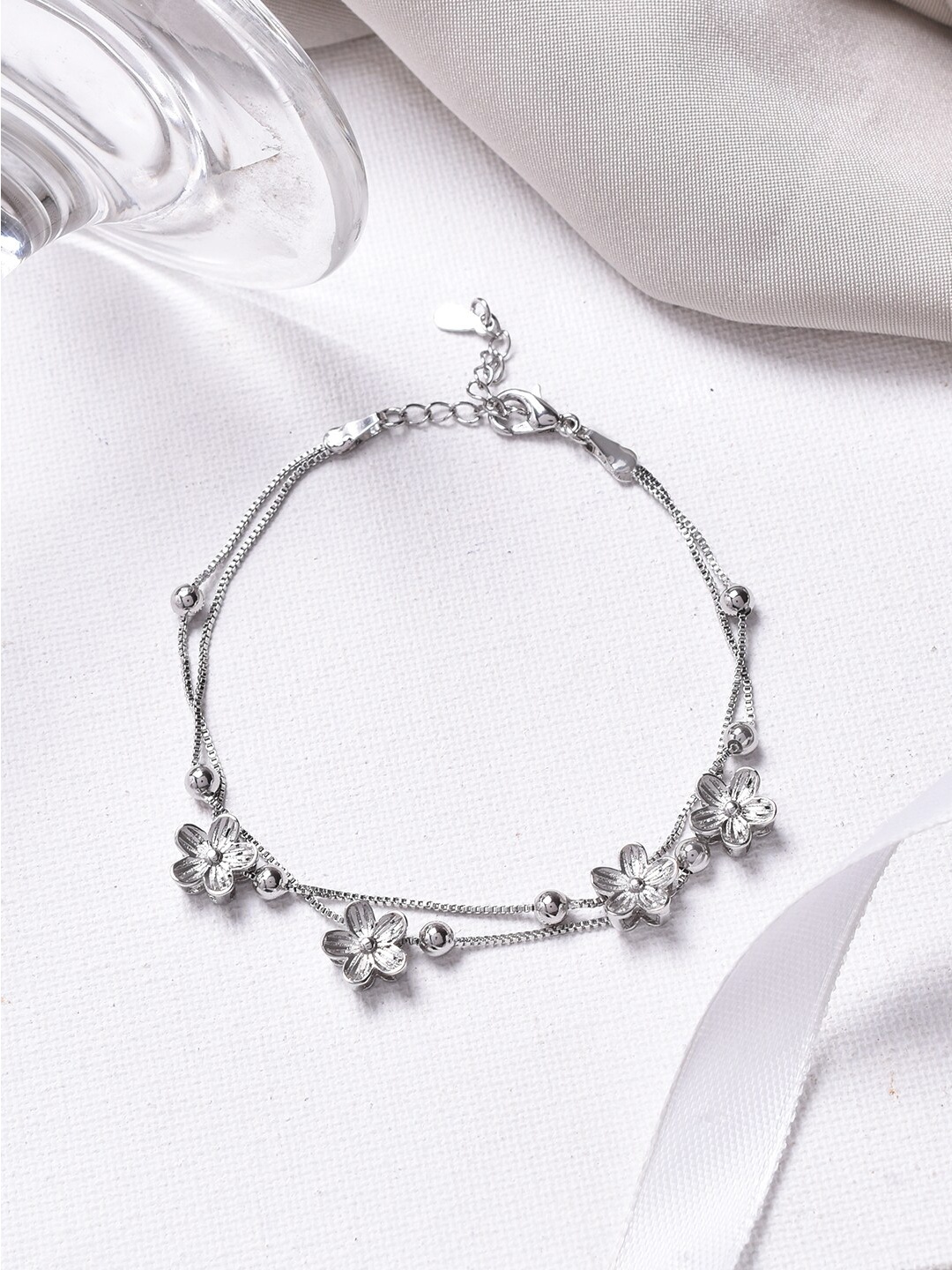 

JOKER & WITCH Women Silver-Toned & White Wraparound Bracelet