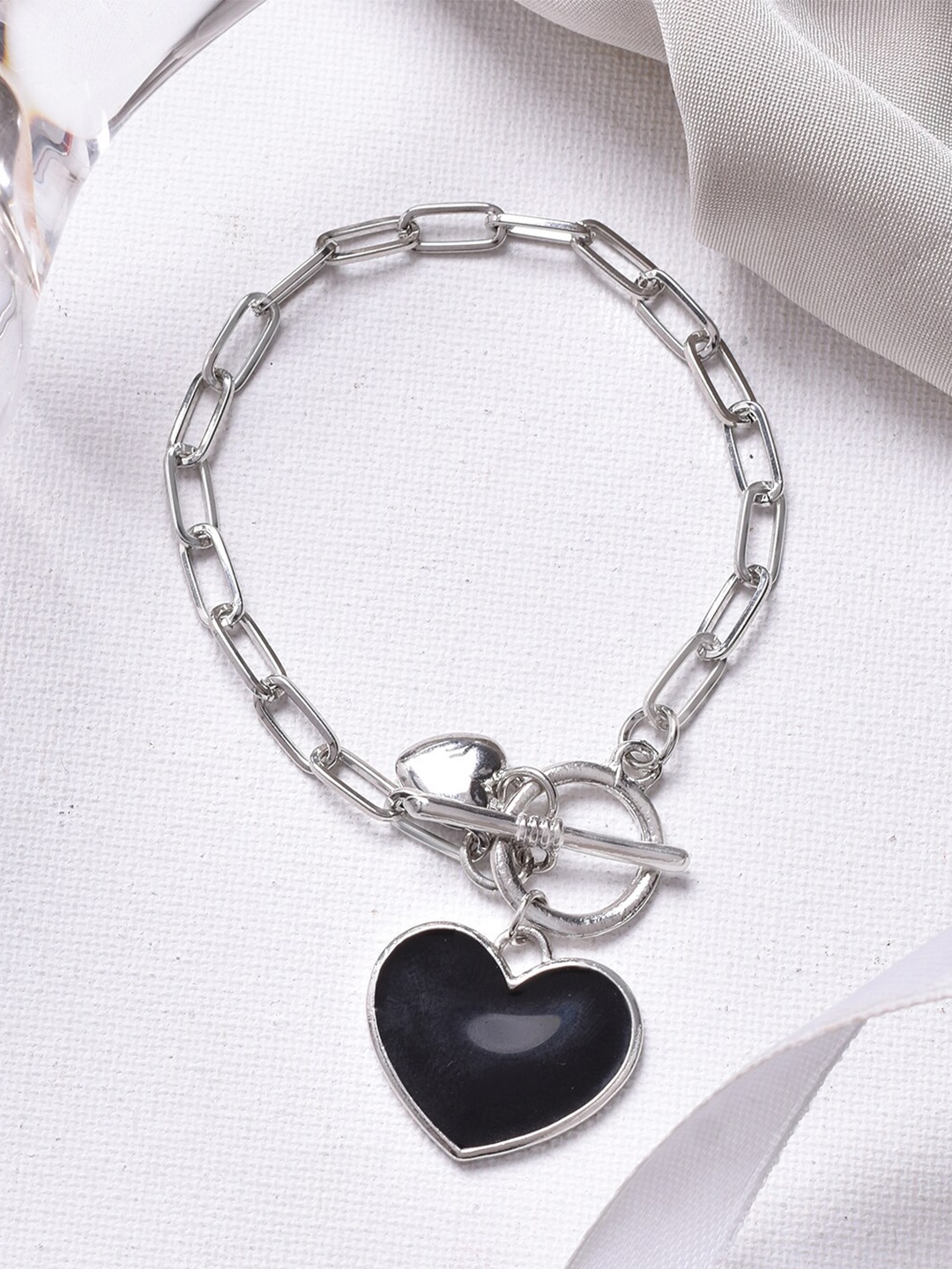 

JOKER & WITCH Women Silver-Toned & Black Wraparound Bracelet