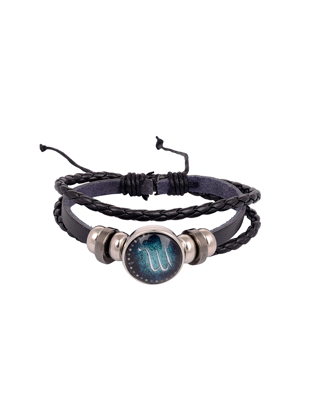 

Arendelle Unisex Black & Blue Leather Wraparound Bracelet
