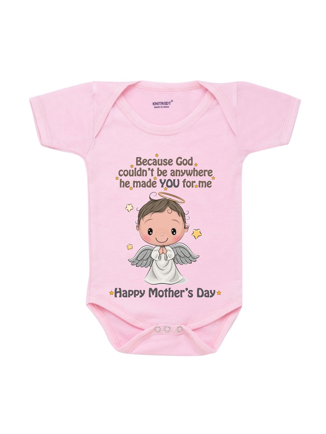 

KNITROOT Kids Pink Happy Mother's Day Printed Cotton Bodysuit