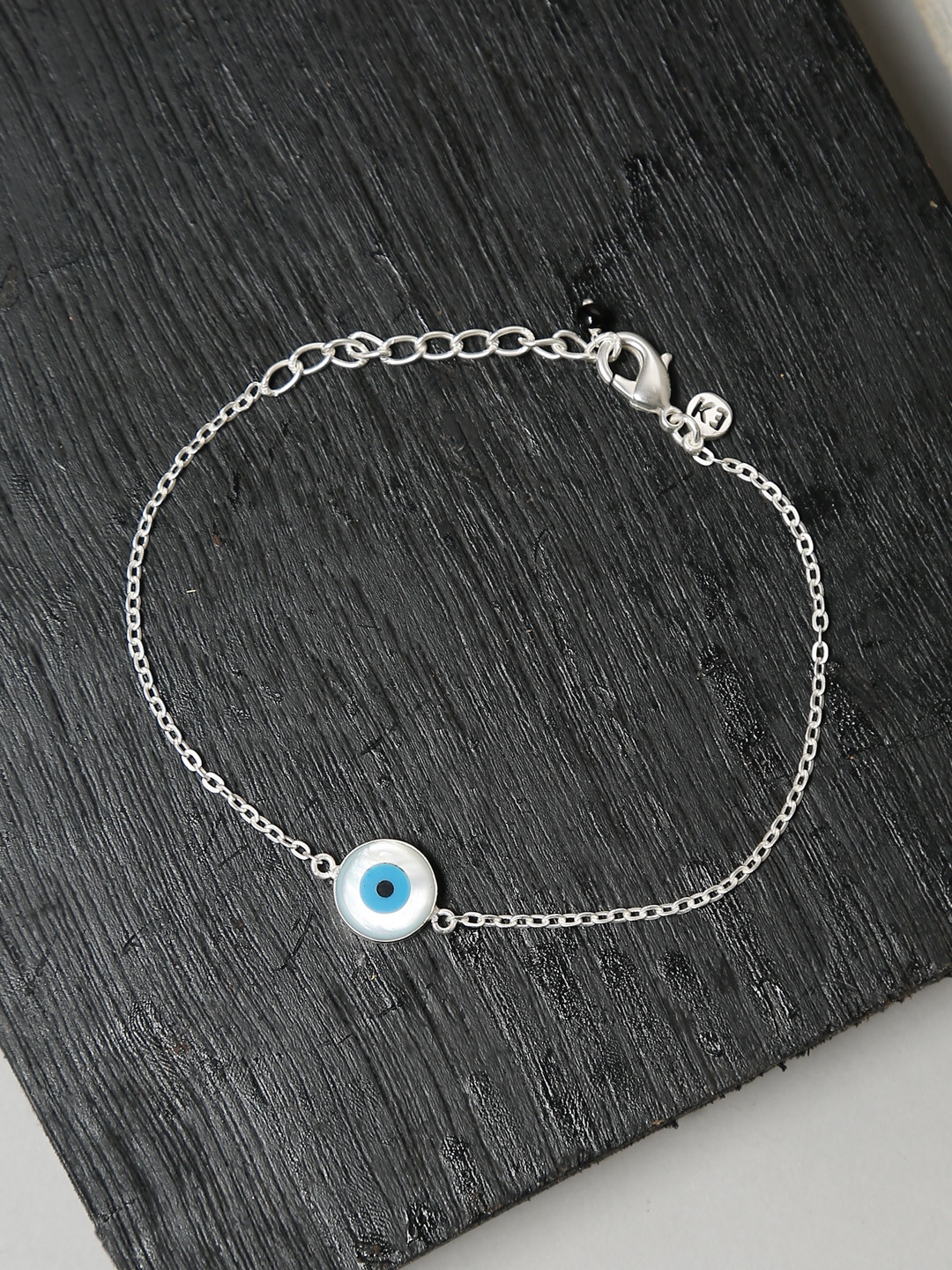 

EK BY EKTA KAPOOR Women Silver-Toned & Blue Evil Eye Charm Bracelet
