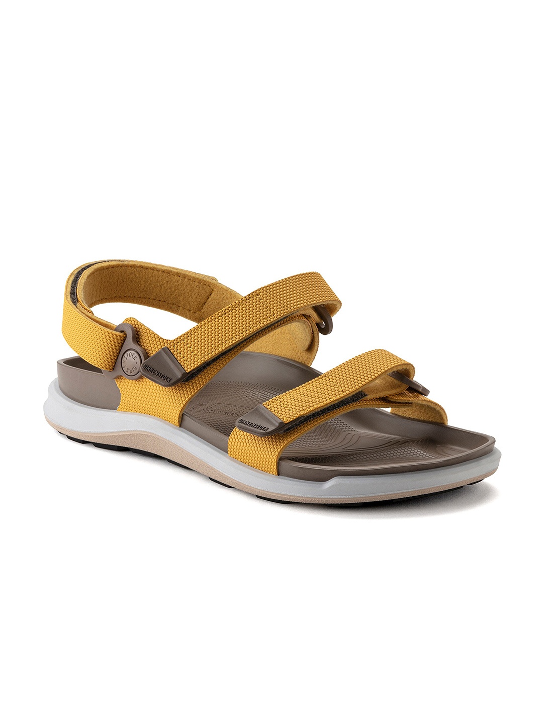 

Birkenstock Women Mustard Yellow & Brown PU Kalahari Regular Width Comfort Sandals