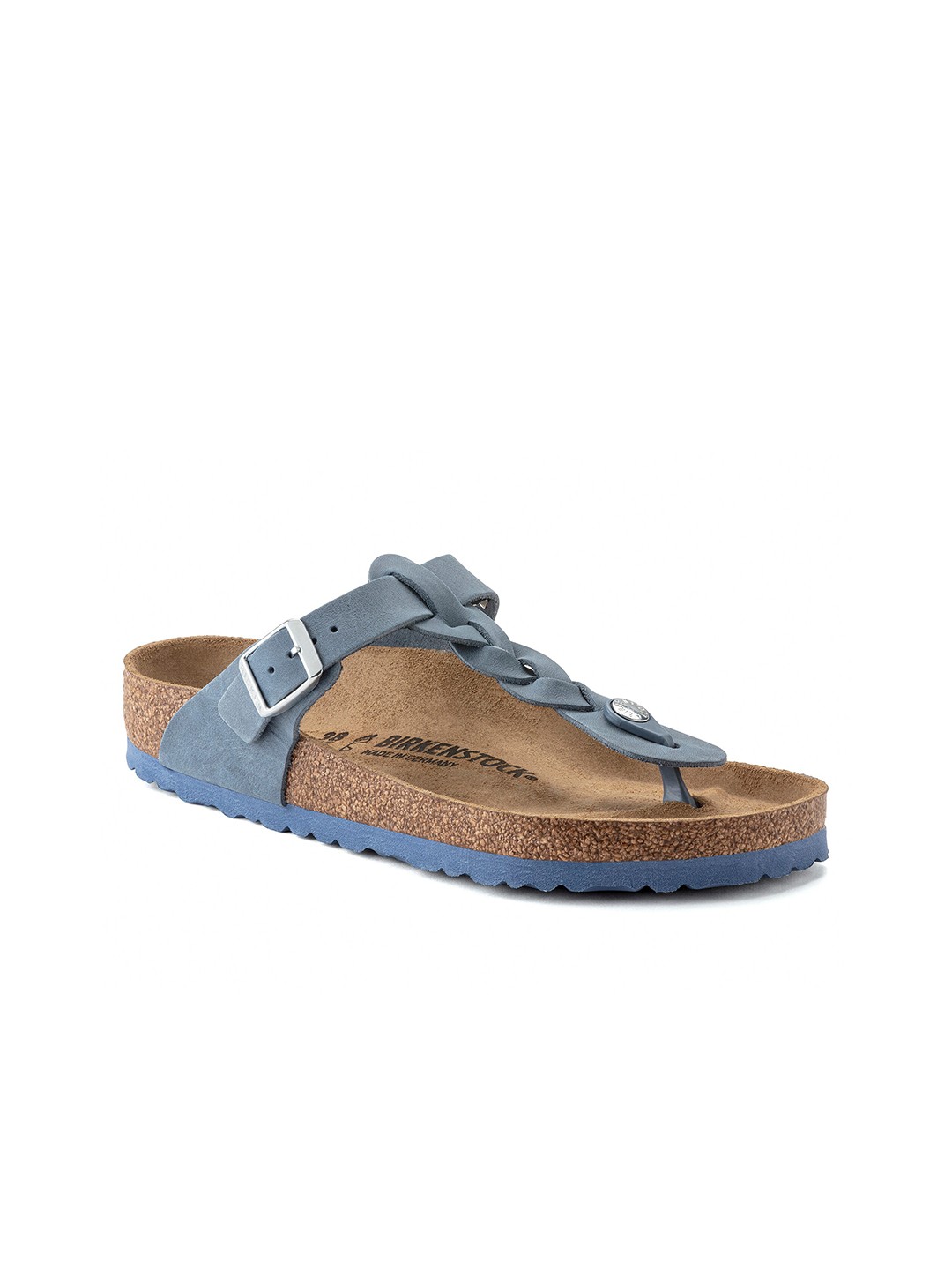 

Birkenstock Women Blue Regular Width Gizeh Open Toe Flats With Buckles