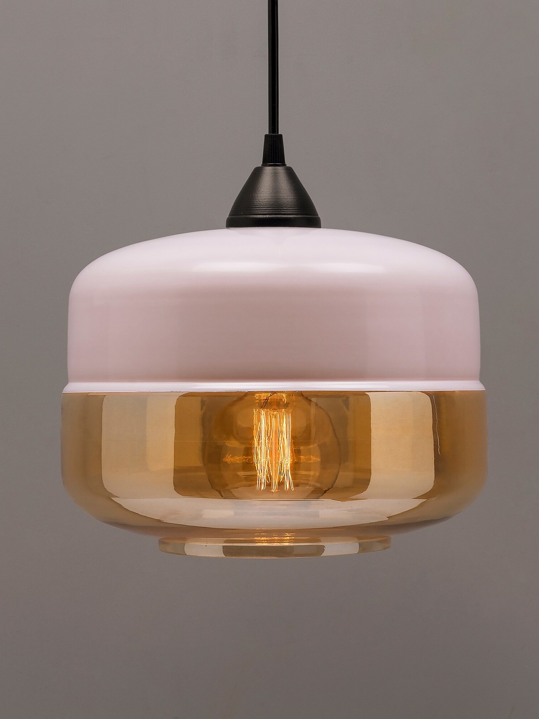 

Homesake White & Gold-Toned Glass Pendant Light Ceiling Hanging Lamp