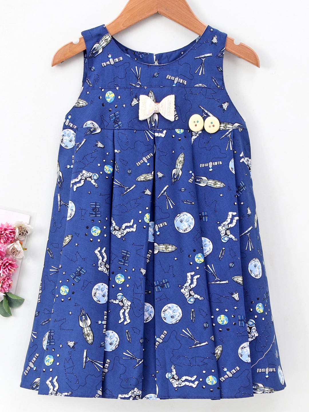 

Enfance Navy Blue Floral A-Line Dress