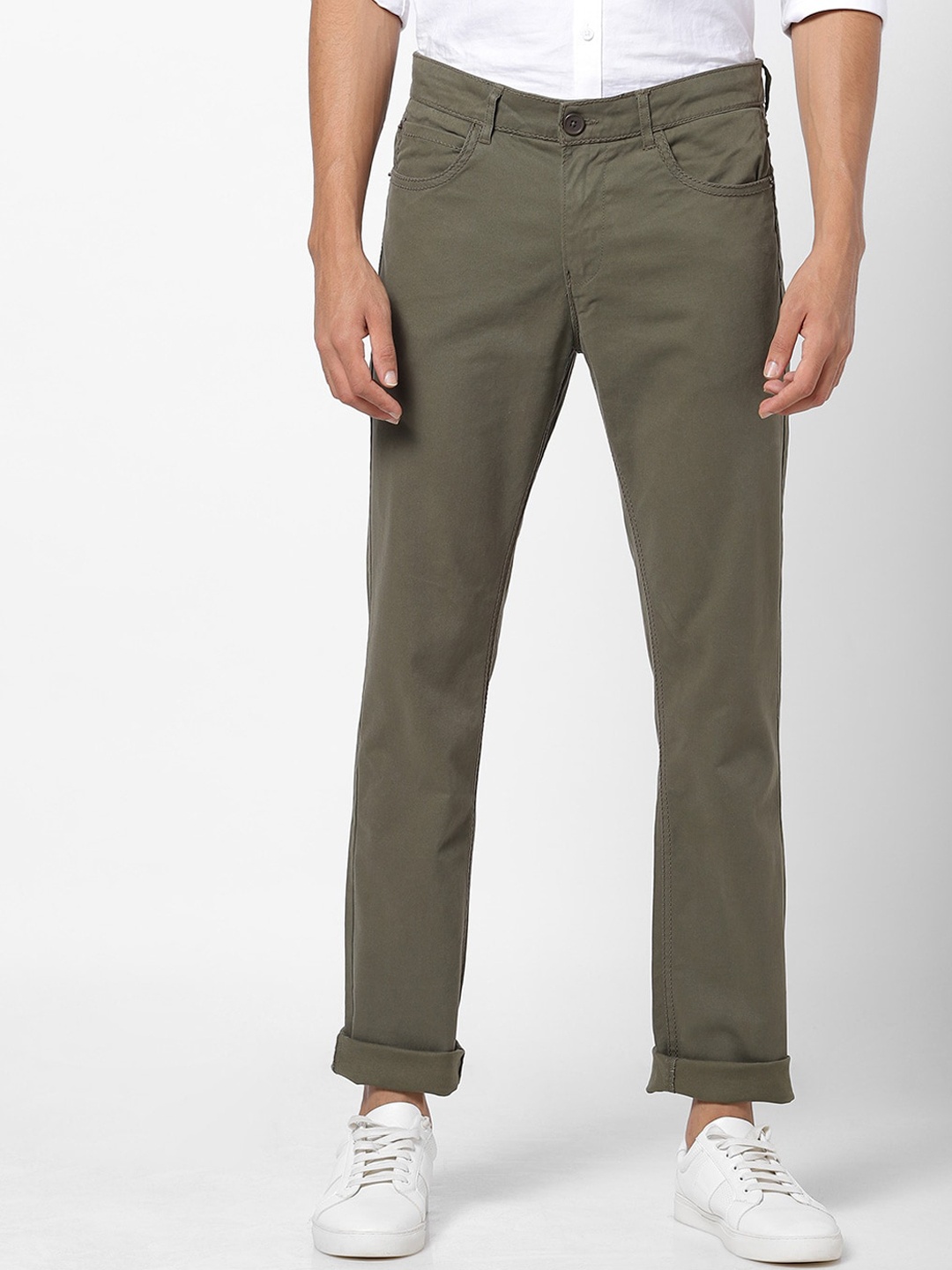 

SPYKAR Men Olive Green Trousers