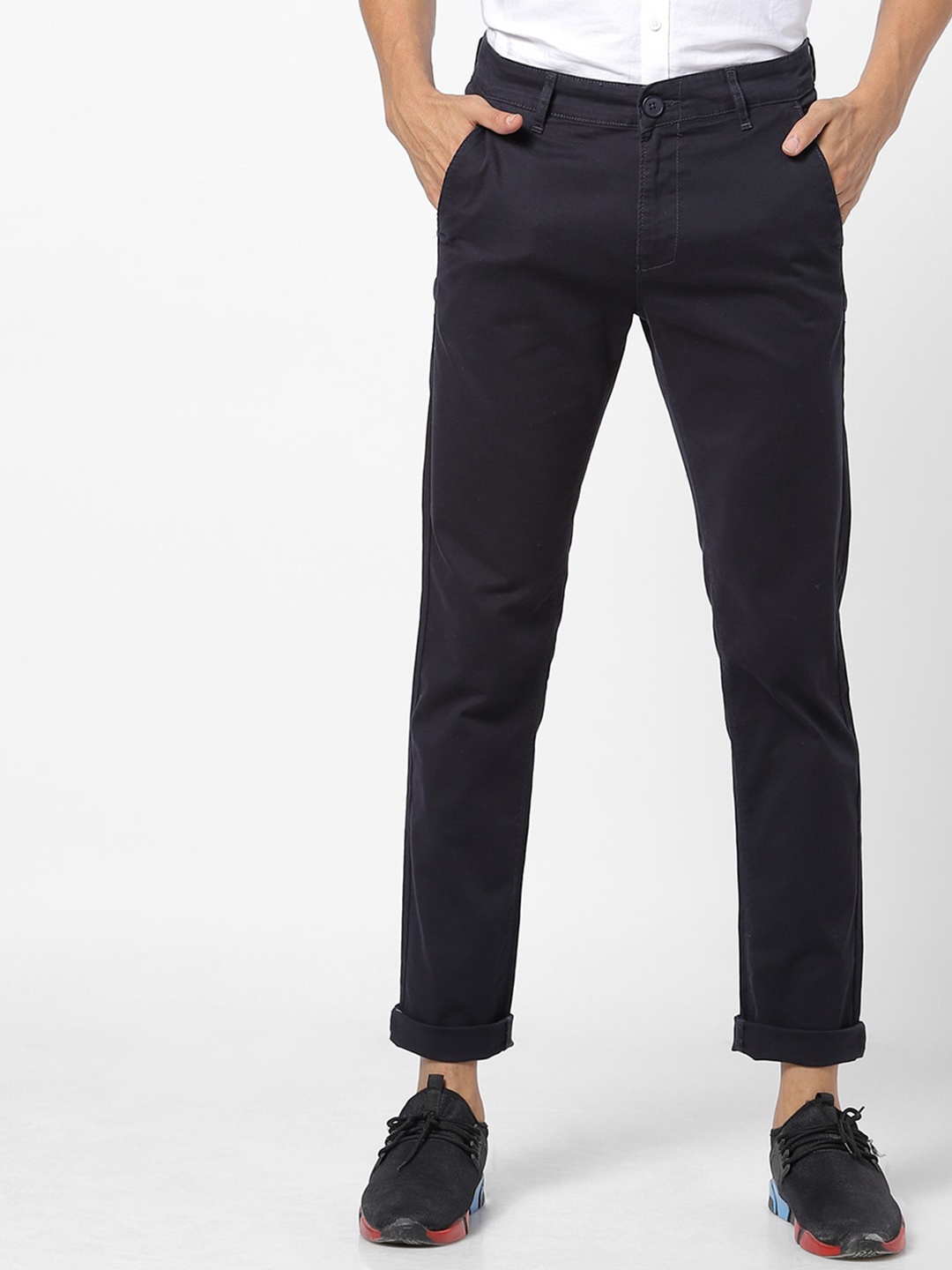 

SPYKAR Men Navy Blue Trousers