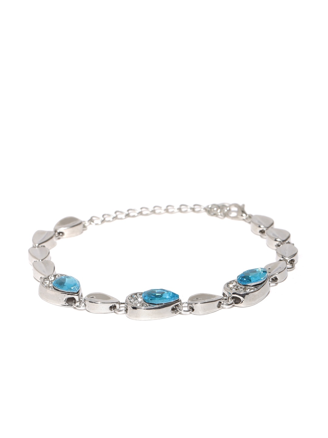 

Shining Diva Fashion Silver-Toned Blue Stone-Studded Bracelet
