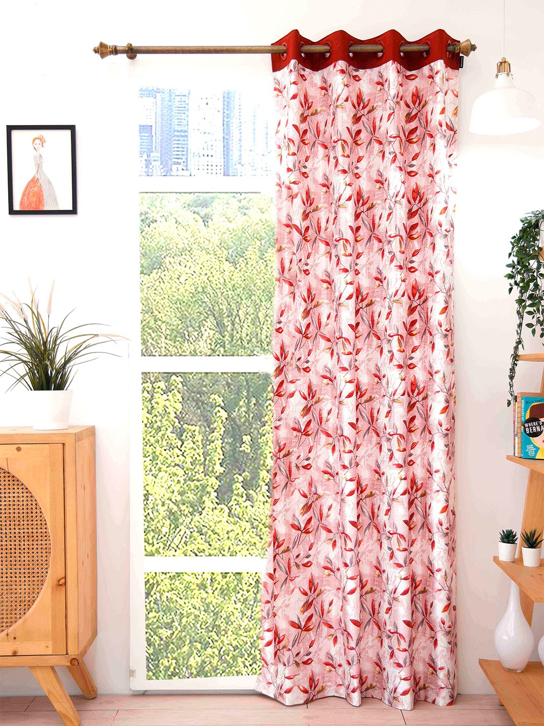 

Ariana Maroon & Pink Floral Door Curtain